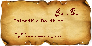 Csiszér Balázs névjegykártya
